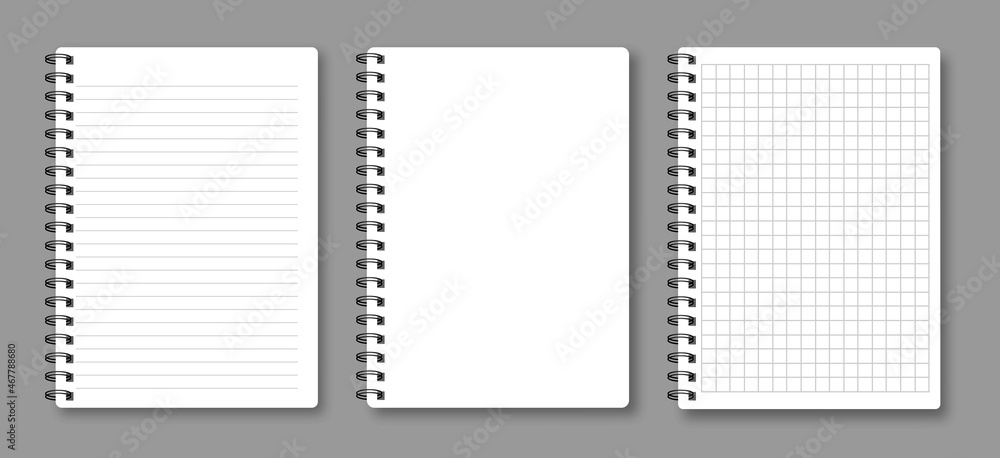 Poster set of realistic vector illustration notebook memo notepad templates