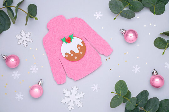 Pink Christmas Sweater,  Christmas Jumper Day Composition