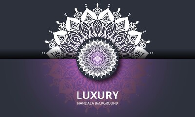 Mandala design round luxury design golden brush text.
