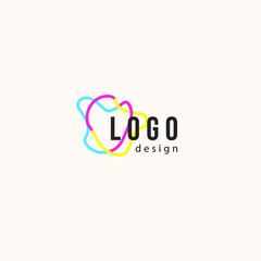 Abstract colorful  logo design. Linear creative monogram symbol. Waves sound crown elegant vector icon sign logotype. Universal vector icon. Circles roads routes vector emblem sign symbol