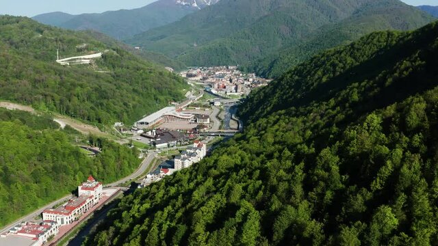 North Caucasus. Rosa Khutor and Esto sadok. Aerial view.