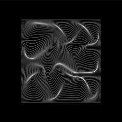 Abstract white wavy lines on black background. Vector.