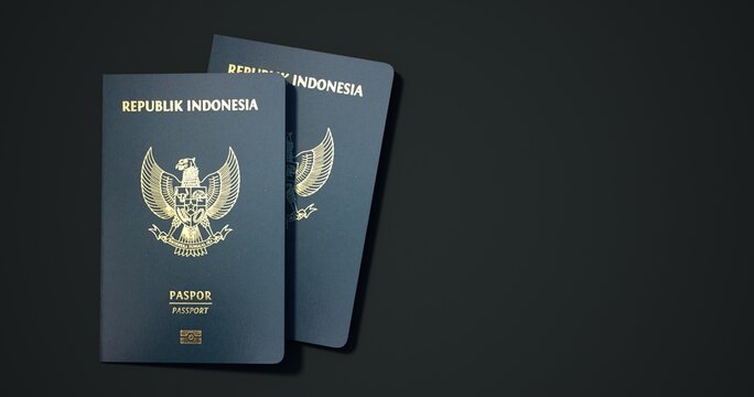 Indonesia Passport.
Passport from different countries with dark backgrounds 3d rendering.