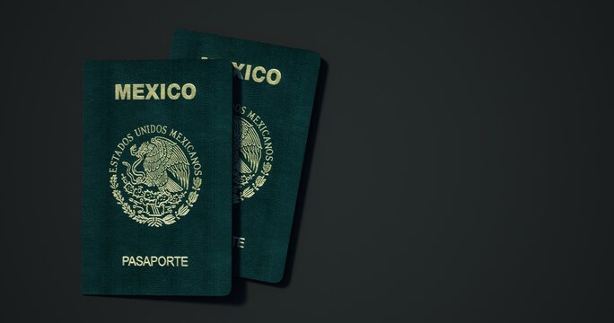 Mexico Passport.
Passport from different countries with dark backgrounds 3d rendering.