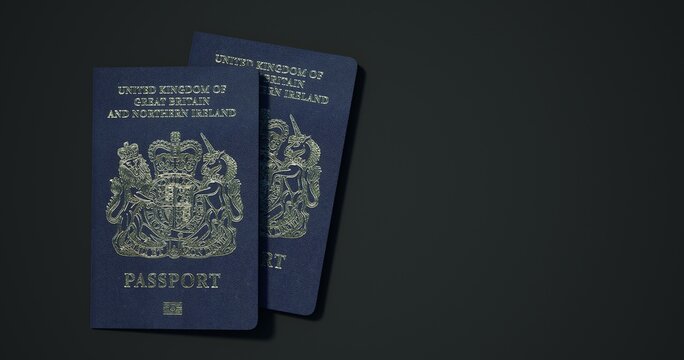 UK Passport.
Passport from different countries with dark backgrounds 3d rendering.