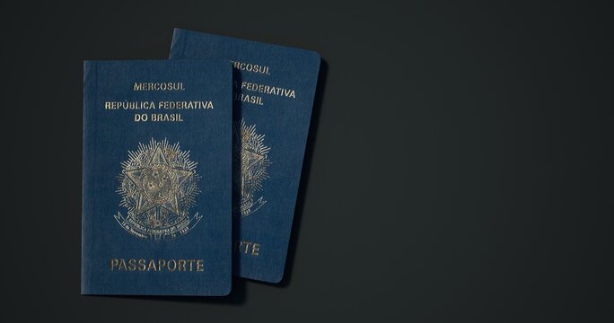 Brazil Passport.
Passport from different countries with dark backgrounds 3d rendering.