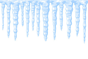 Seamless vector winter border with icicles.