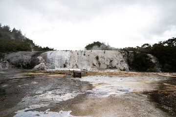 Silica mineral formation from thermal activity at Orakei Korako geothermal area in Rotorua, New Zealand