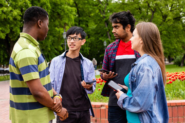 Communication without borders between cheerful multiethnic students