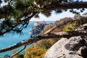 Rilke path near Duino in fall season, trieste
