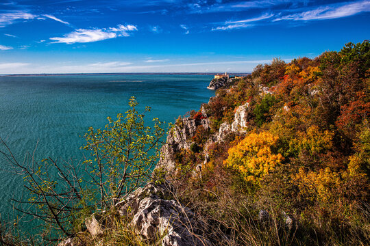 Rilke path near Duino in fall season, trieste