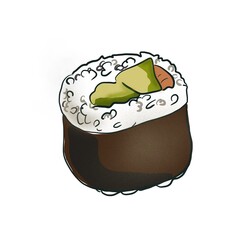 illustration of sushi pattern on a dark background