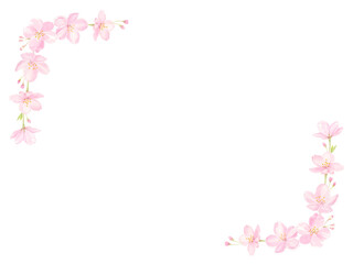 水彩で描いた桜のフレーム　ベクター	