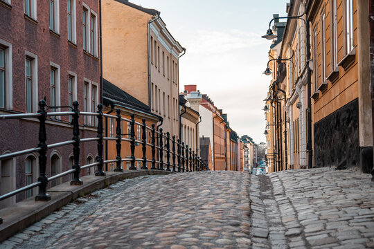 Narrow city Street in Old Town of Stockholm, Gamla Stan, Sweden