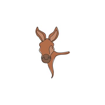 recommend clip art: One single line drawing of cute donkey head for farm logo identity. Little horse mascot concept for national zoo icon. Modern continuous line draw design vector illustration