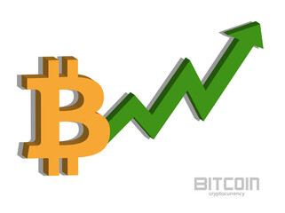 Bitcoin and chart, rising prices, money icon vector