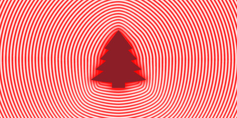 christmas tree symbol red background white lines 