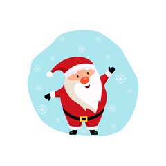 Papa Noel. Santa Claus. San Nicolás. Concepto de personaje pequeño de navidad. Copos de nieve. Ilustración vectorial