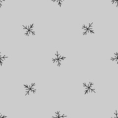 Hand Drawn Snowflakes Christmas Seamless Pattern. Subtle Flying Snow Flakes on chalk snowflakes Background. Actual chalk handdrawn snow overlay. Beauteous holiday season decoration.