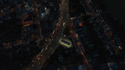 Aerials North London Near Wembley Stadium, London, England, Suburban Area Sunset Heavy traffic Near M1 Intersection
