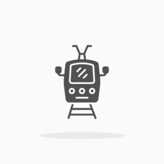 Naklejka premium Tram icon. Solid Glyph style. Vector illustration. Enjoy this icon for your project.