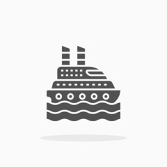 Cruise Ship icon. Solid Glyph style. Vector illustration. Enjoy this icon for your project.