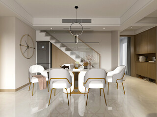 3D RENDER OF MODERN LUXURY LIVING ROOM