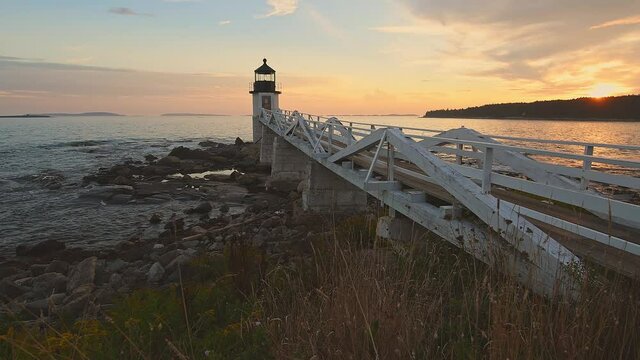 Walkway Out to Marshall Point Lighthouse at Sunset