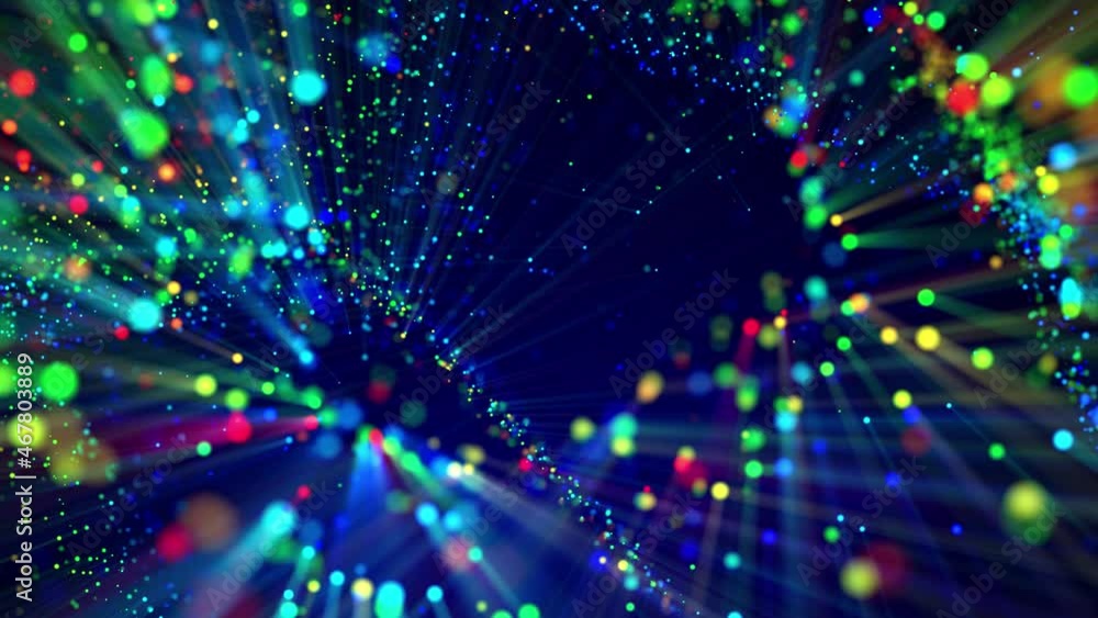Aufkleber awesome bg with magic particles float in liquid, light rays like laser show, light effects and bokeh