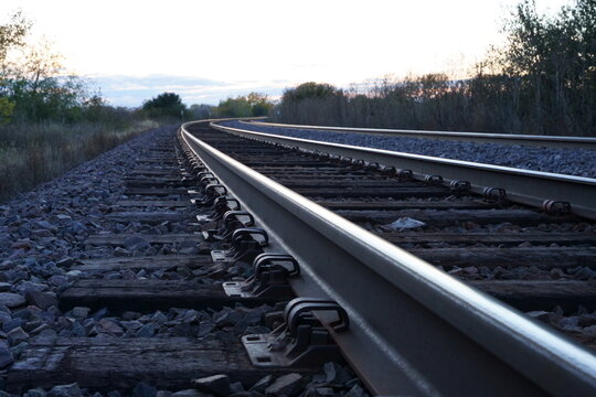 railroad tracks at sunset