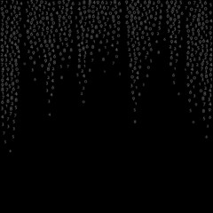Falling numbers, big data concept. Binary white flying digits. Excellent futuristic banner on black background. Digital vector illustration with falling numbers.