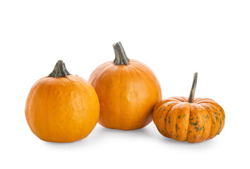 Fresh pumpkins isolated on white background