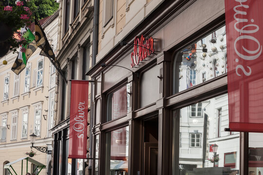 LJUBLJANA, SLOVENIA - JUNE 14, 2021: S.Oliver logo in front of their retailer for Ljubljana. S Oliver is german fashion designer specialized in clothing, accessories, shoes, jewellery, fragrances