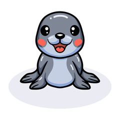 Cute little seal cartoon posing
