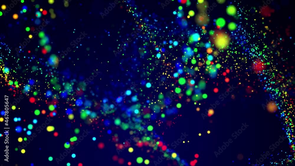 Poster awesome bg with magic particles float in liquid, bokeh effects, dof. glowing multi-colored particles