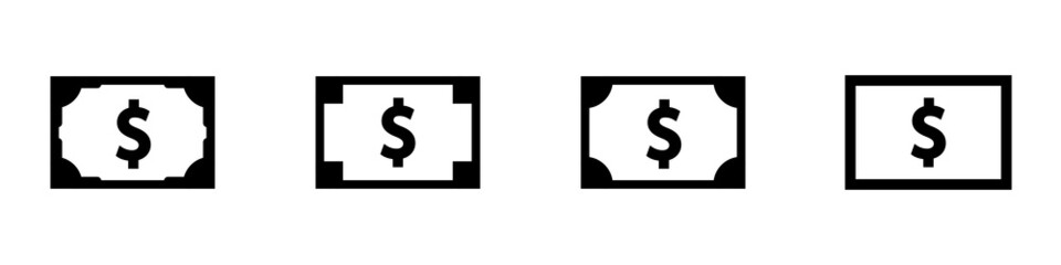 Conjunto de icono de billete de dólar americano. Concepto de dinero y economía. Icono para aplicaciones y sitios web. Ilustración vectorial, estilo línea negro