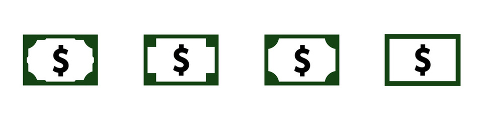 Conjunto de icono de billete de dólar americano. Concepto de dinero y economía. Icono para aplicaciones y sitios web. Ilustración vectorial - obrazy, fototapety, plakaty