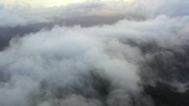 Low clouds drift across the rolling hills found east of San Francisco Bay, California. This dry region turns green during the winter months due to much needed rain.