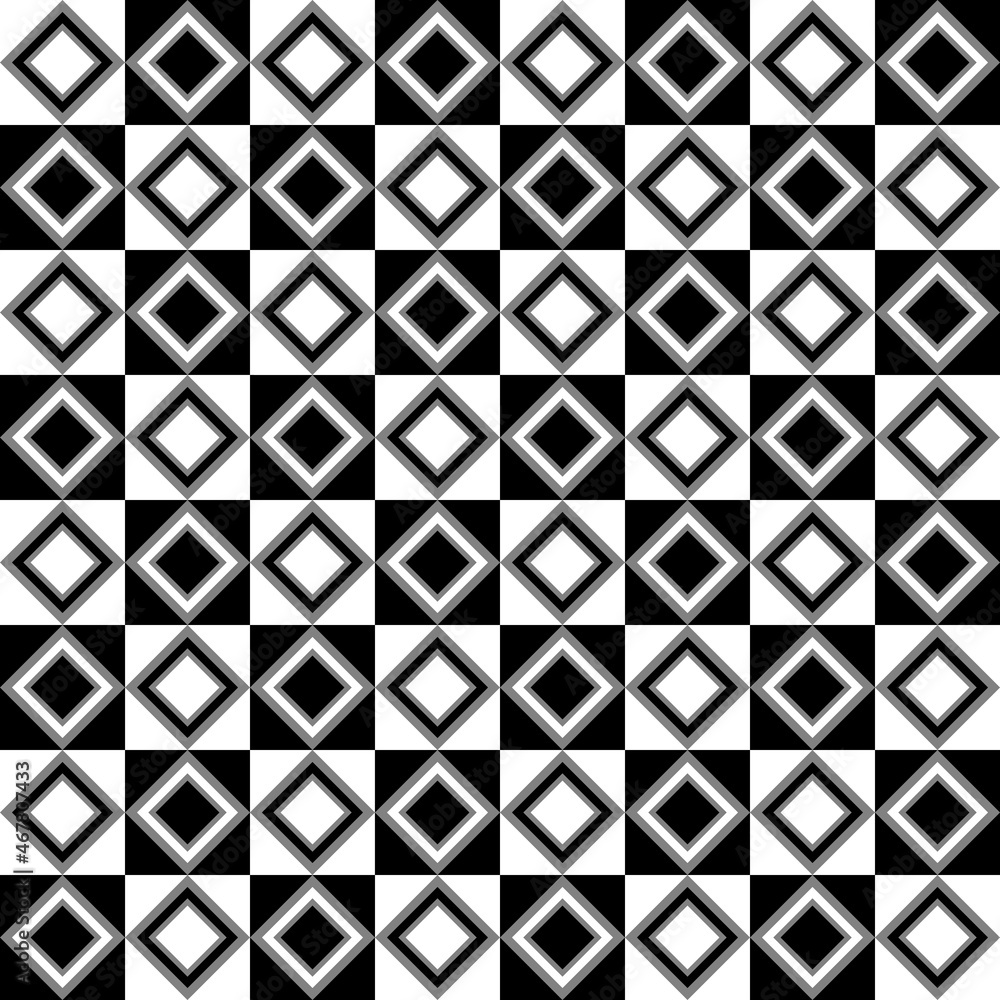 Wall mural chess pattern with gray rhombuses. a simple checkerboard ornament, to which rhombuses are added on e