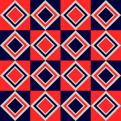 Red-blue rhombus on a square tile. Vector with a simple diamond pattern.