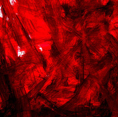 Beautiful abstract red paint background. Modern artwork made of acrylic painting on paper.