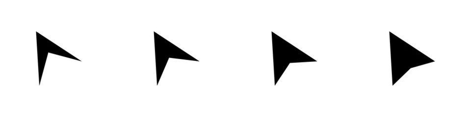 Conjunto de icono de puntero, inclinado a 30 grados. Cursor de clic del ratón de la computadora. Ilustración vectorial