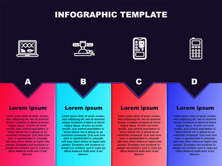 Set line Genetic engineering modification, Automatic irrigation sprinklers, Smart control farming system and Remote. Business infographic template. Vector