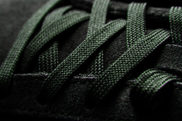 Macro shot of shoe lace texture