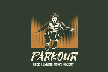 Parkour free running above object silhouette design