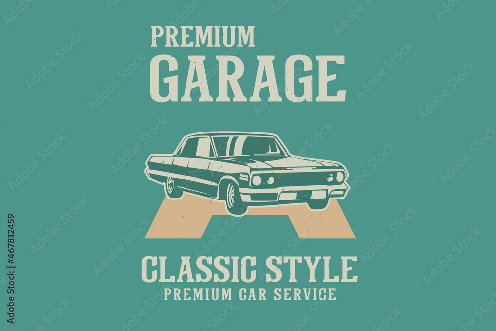 Sticker premium garage classic style premium car service silhouette design