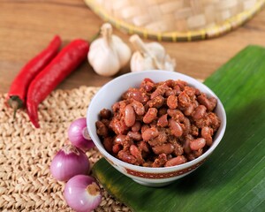 Stir Fry Red Bean (Tumis Kacang Merah) on a Bowl  