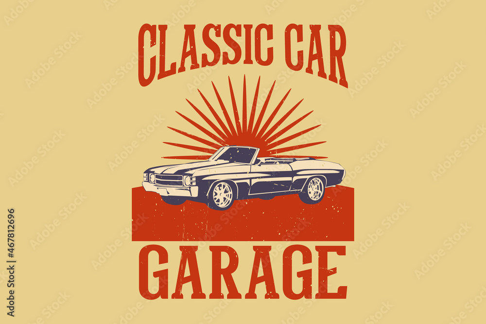 Sticker classic car garage silhouette design