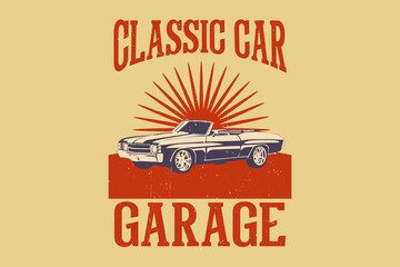 Classic car garage silhouette design