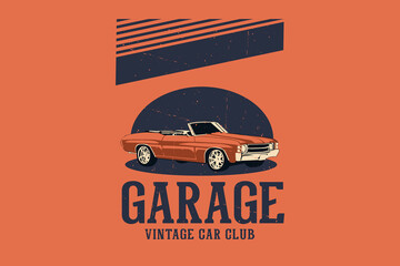 Garage vintage car club illustration design